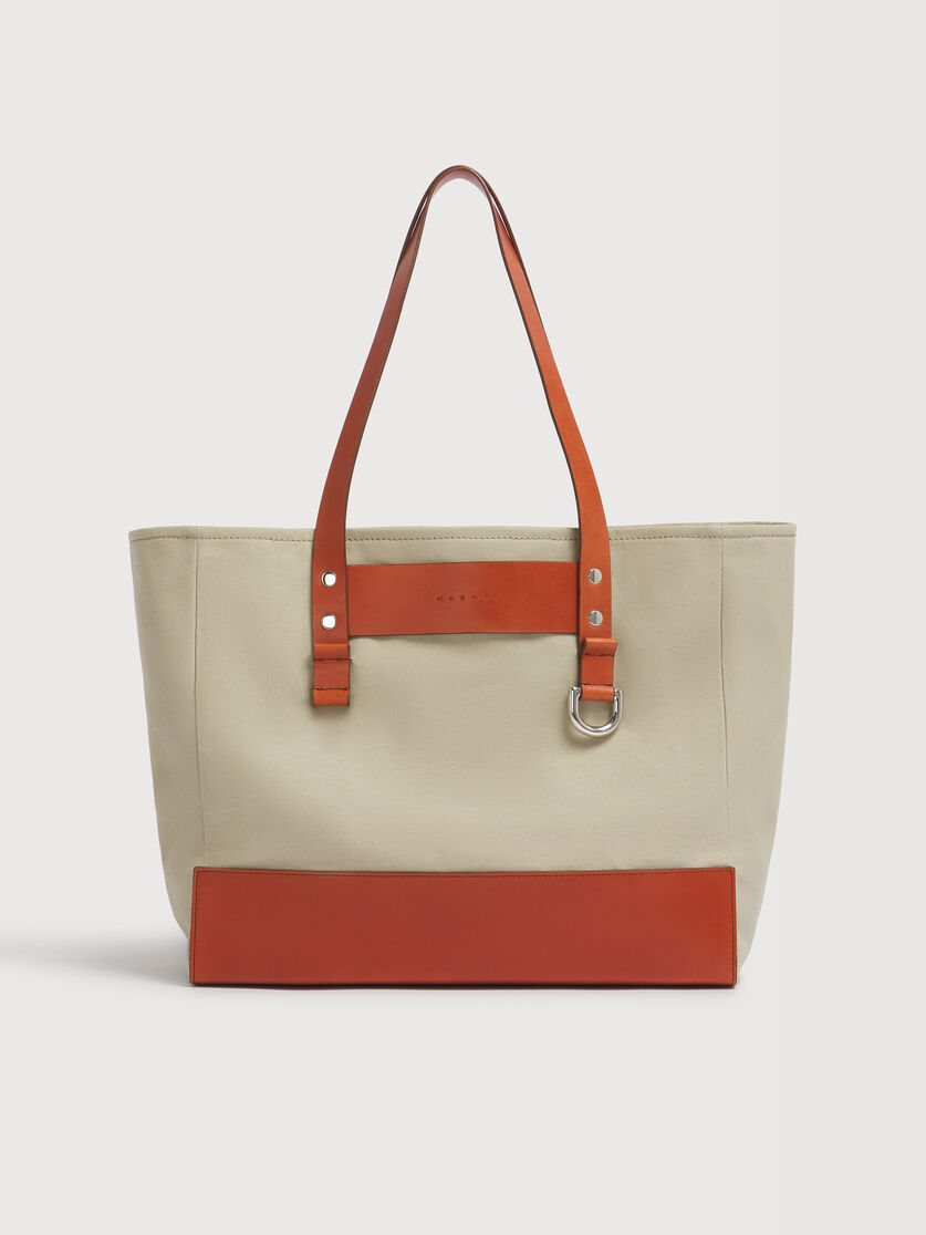 クリーム キャンバス E/W トートバッグ, Image 1