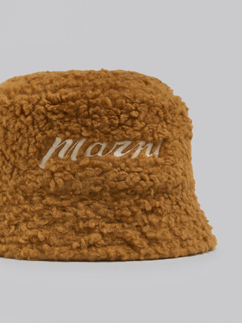 Brown teddy bucket hat with embroidered logo - Hats - Image 4