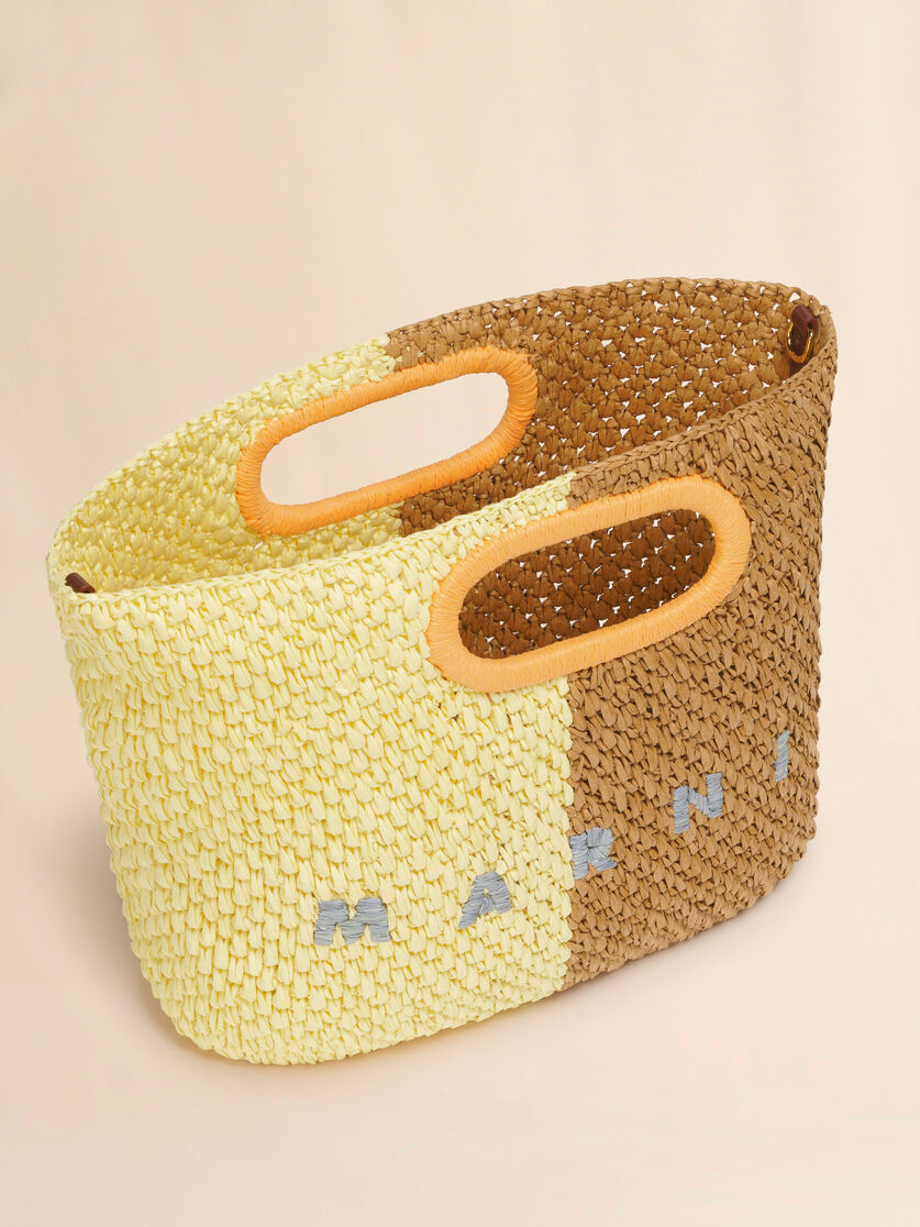 Yellow and brown paper raffia Seaside clutch, Image 4