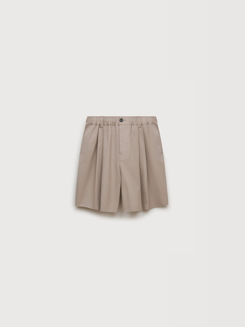 Grey canvas shorts with pleats, Image 1