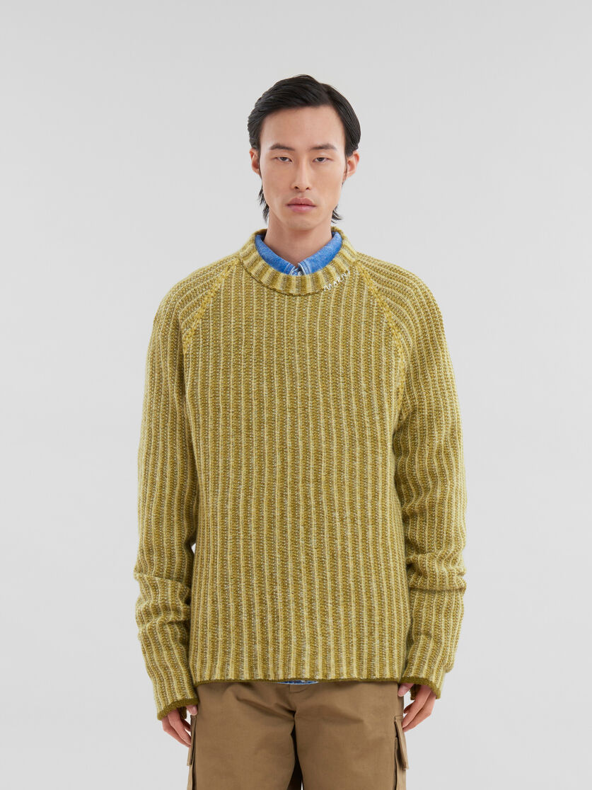 Green wool-cashmere jumper with dégradé stripes | Marni