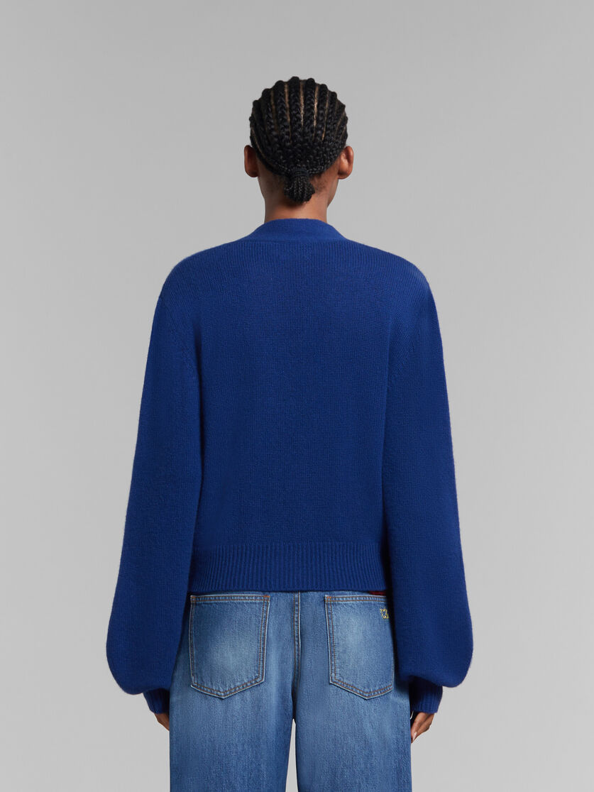 Cardigan in cashmere blu con applicazione Marni - Pullover - Image 3