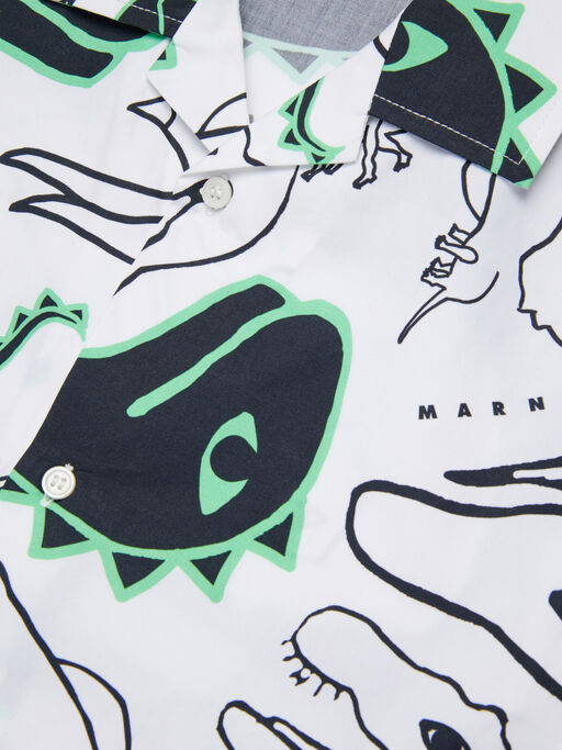 Camicia in cotone bianco con stampa Dinosauri - Camicie