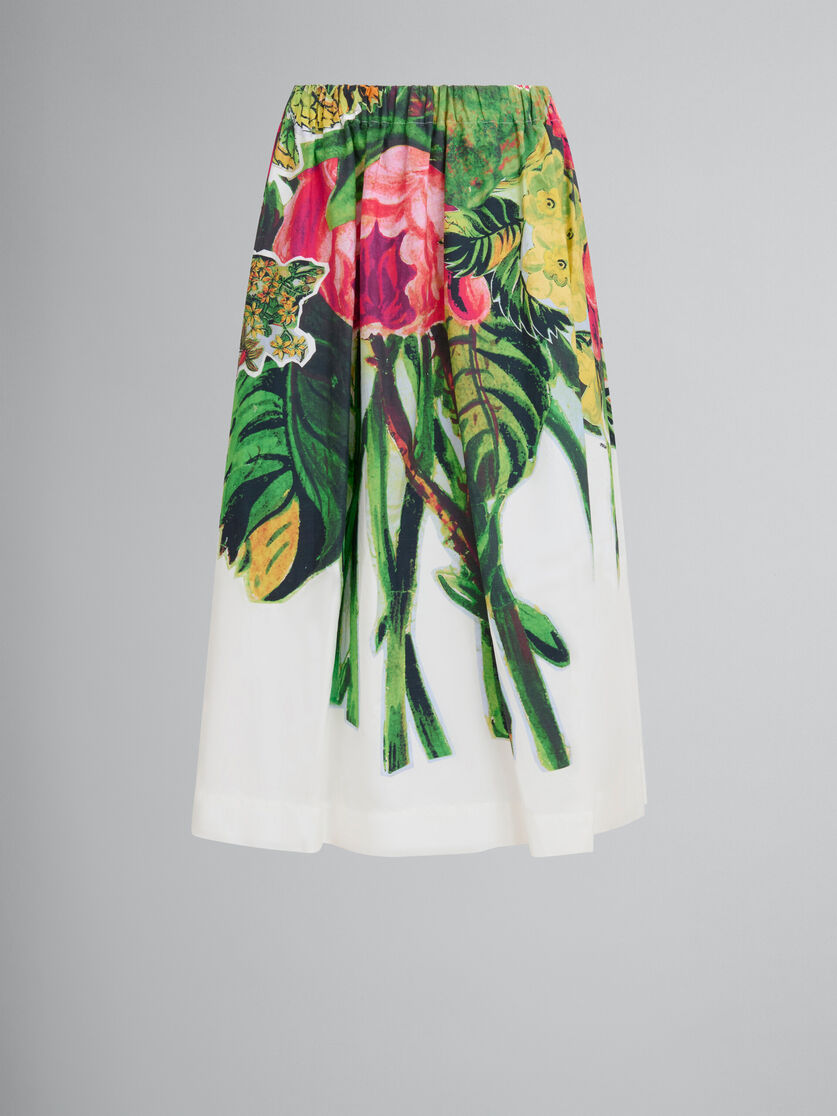 White poplin skirt with Mystical Bloom print - Skirts - Image 1