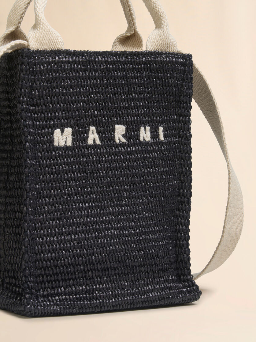 Brown raffia-effect tote mini bag - Shopping Bags - Image 5