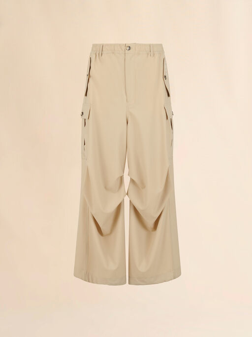 ベージュ ウール製カーゴパンツ マルニシンボル入り - パンツ