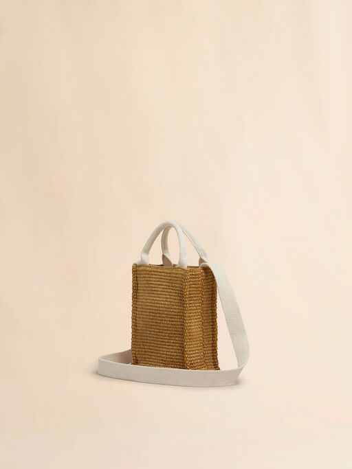 Brown raffia-effect tote mini bag - Shopping Bags