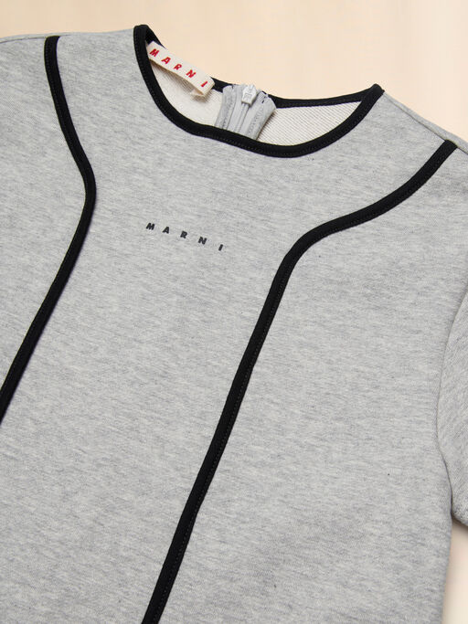 Gray cotton dress with contrast piping - Dresses