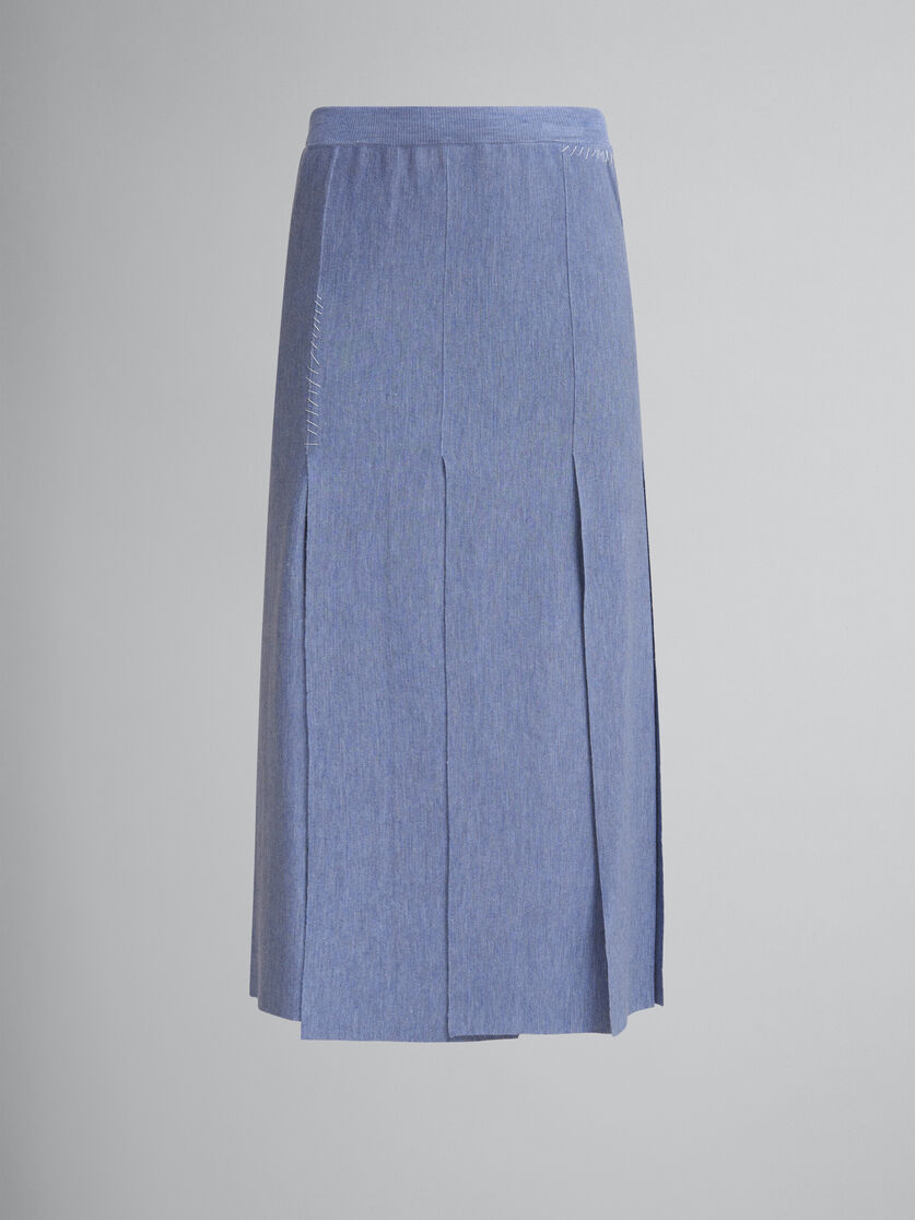 Blue wool-silk skirt with raw-cut slits | Marni
