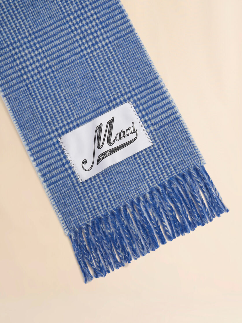 Light blue wool scarf with Prince of Wales check - Scarves - Image 3