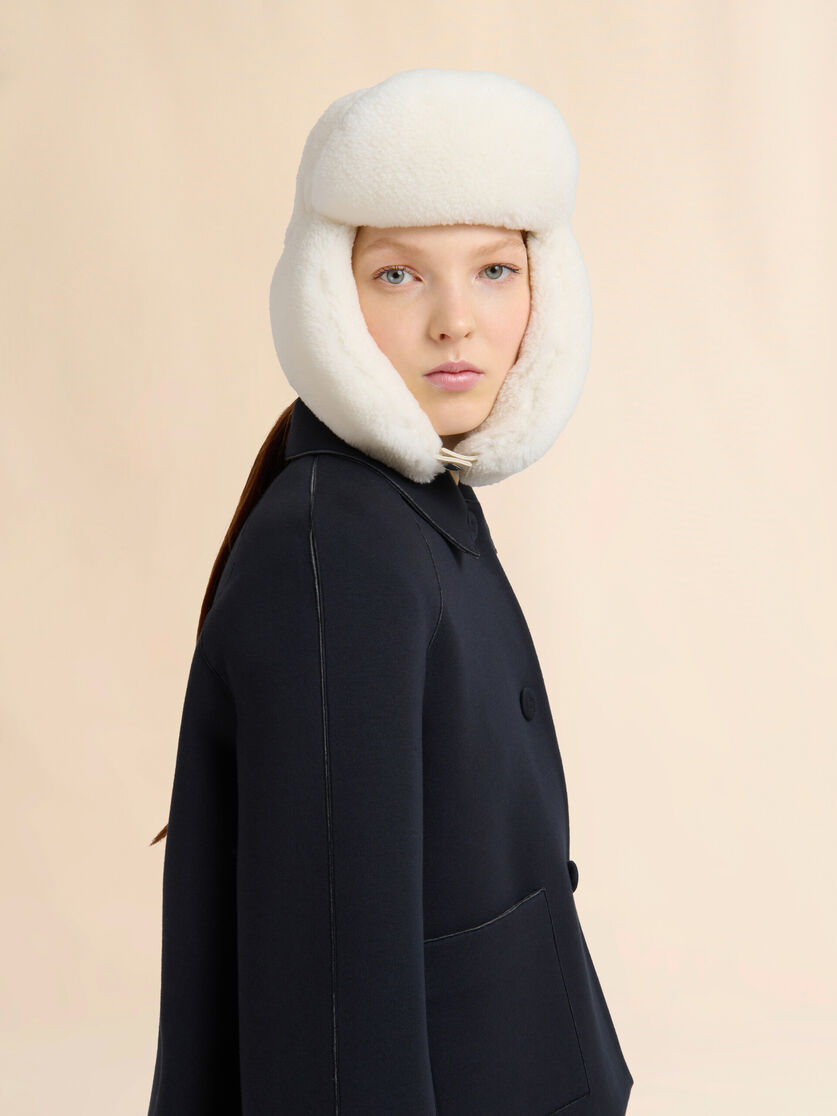 White shearling aviator hat - Hats - Image 2
