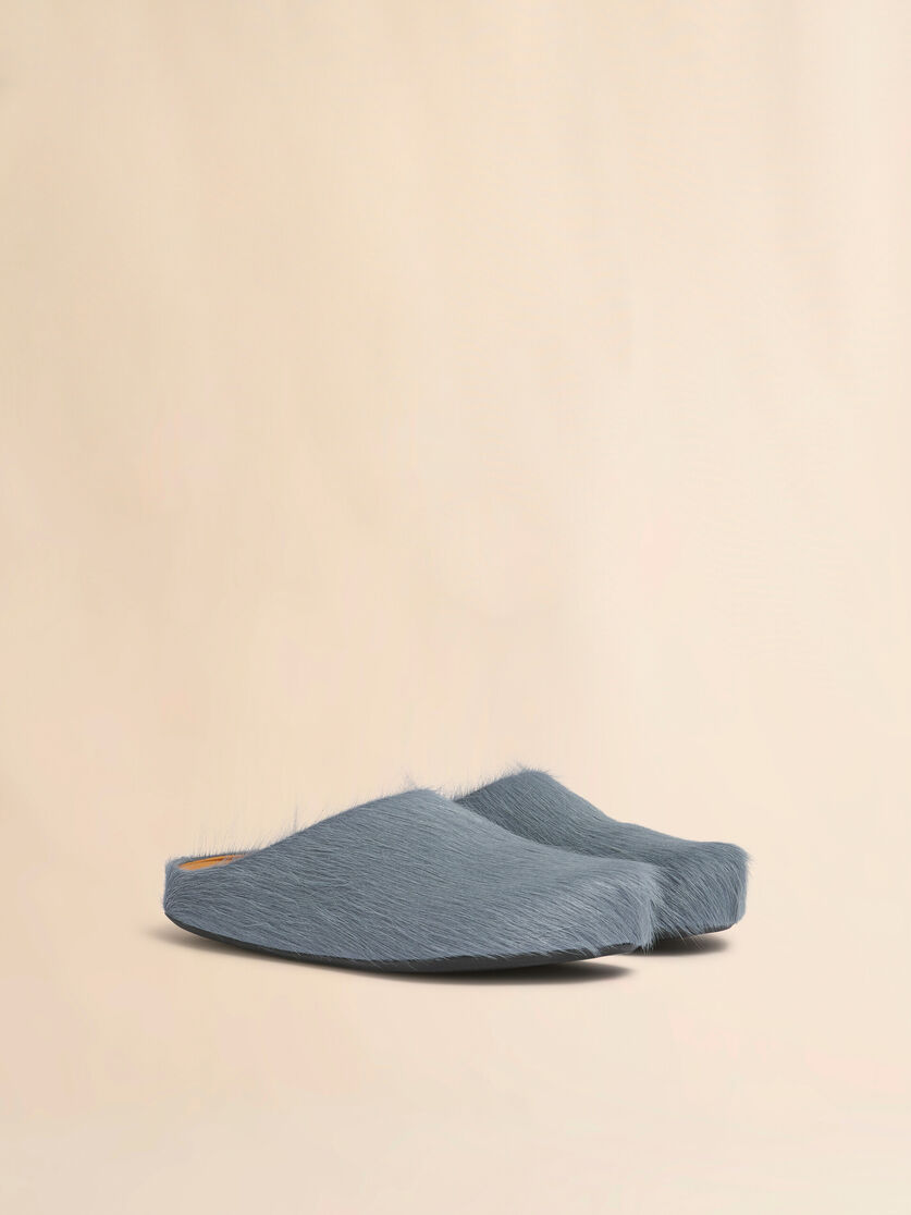 Blue long hair calfskin Fussbett sabot, Image 2