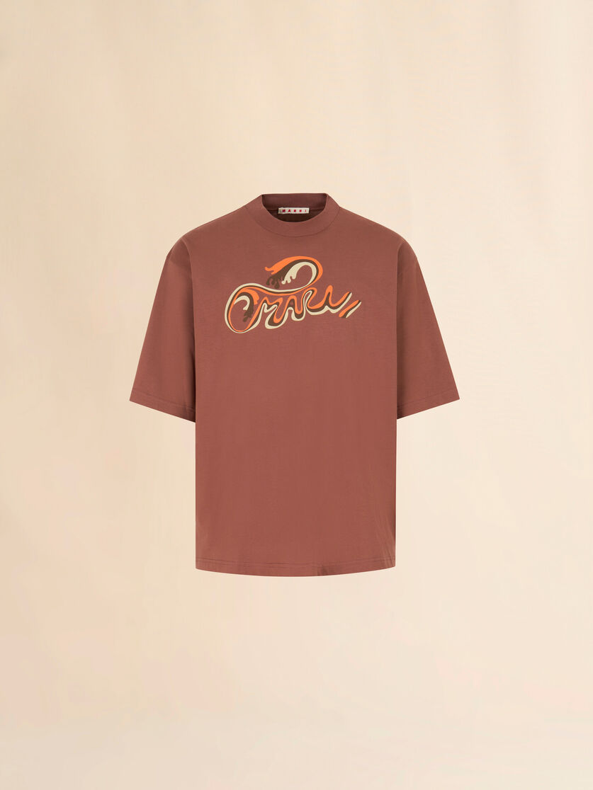 White cotton T-shirt with Marni Wave print, Image 1