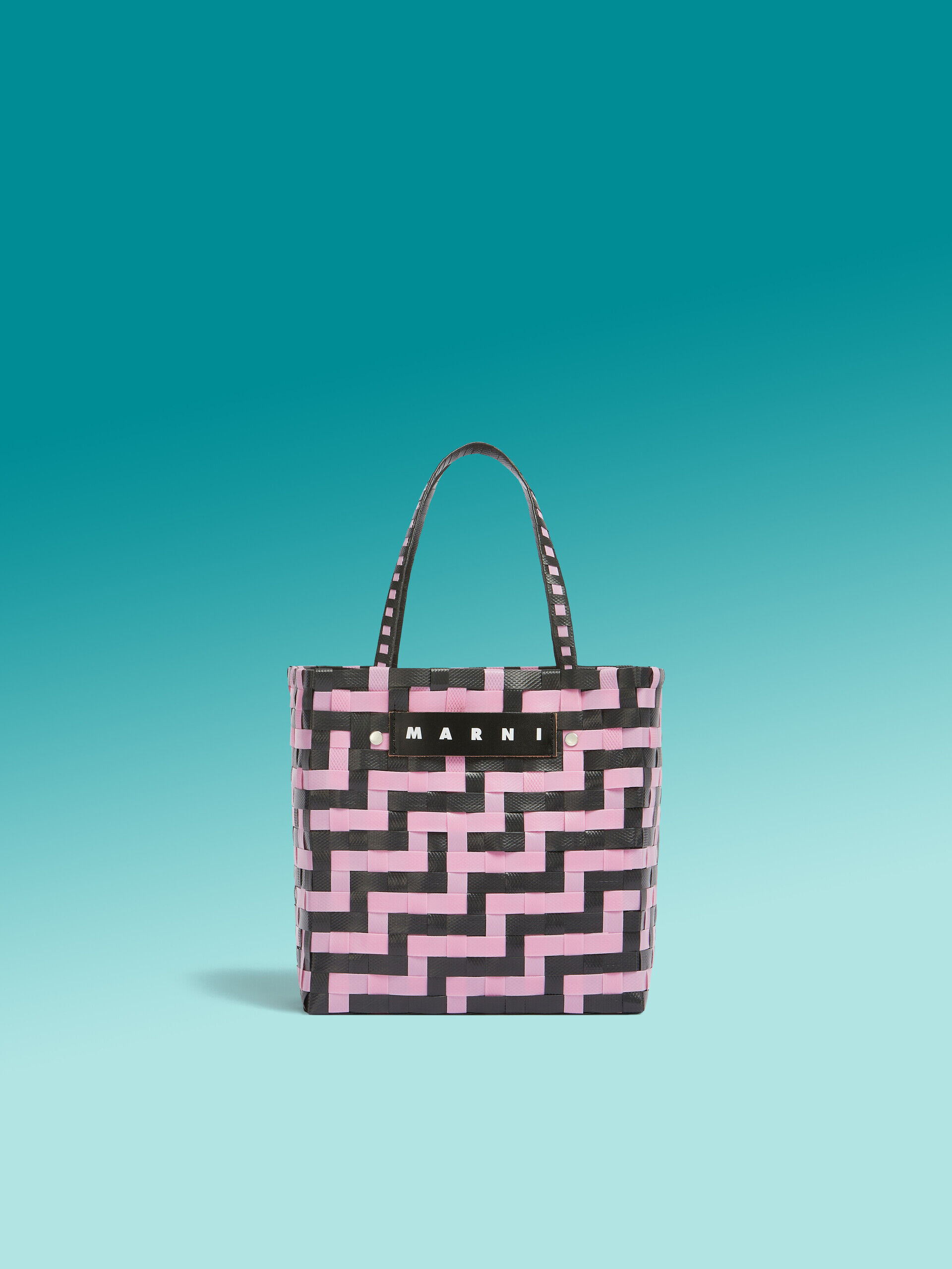 ピンク ブラック チェック MARNI MARKET ミニバスケットバッグ