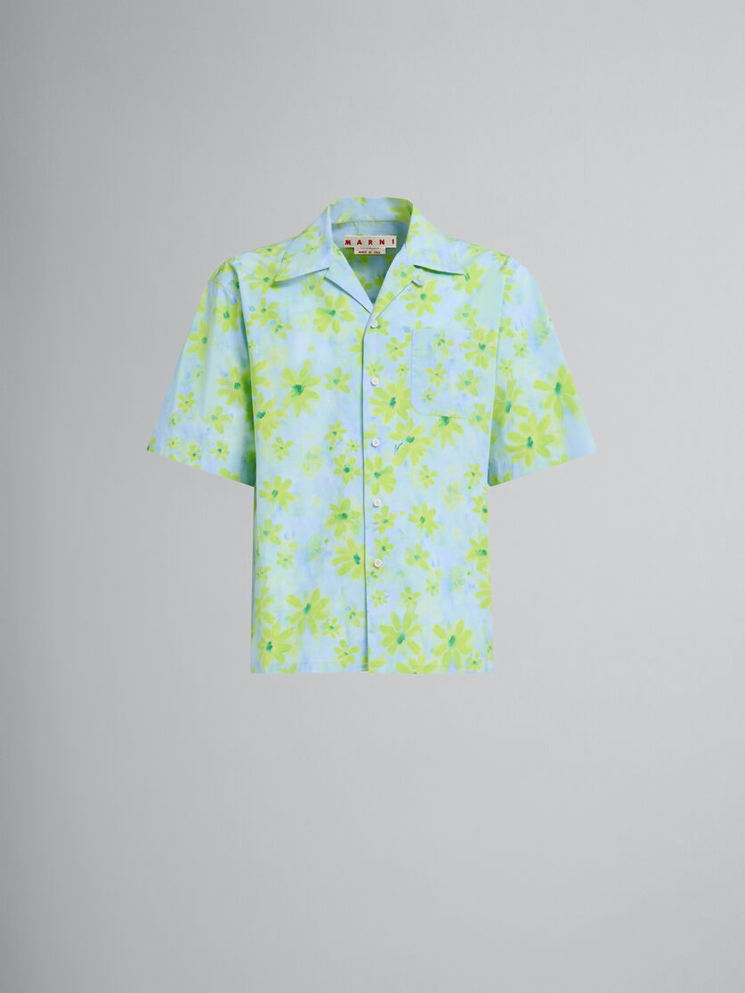 Light green poplin bowling shirt with Parade print - Shirts - Image 1