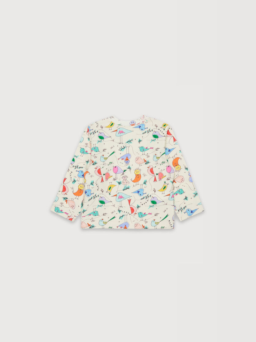 Off-white long-sleeved cotton T-shirt with bird print, Image 2