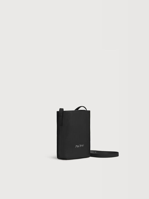 Black leather Museo Nano Bag with Marni Symbol embroidery - Shoulder Bag