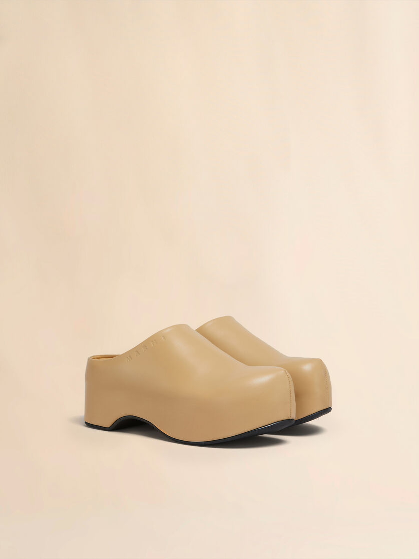 Black leather chunky clog sabot - Sandals - Image 2