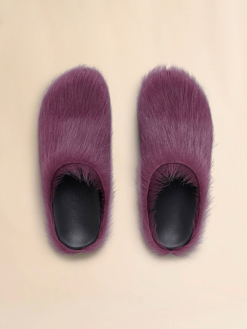 Blue long-hair calfskin Fussbett sabot - Clogs - Image 4