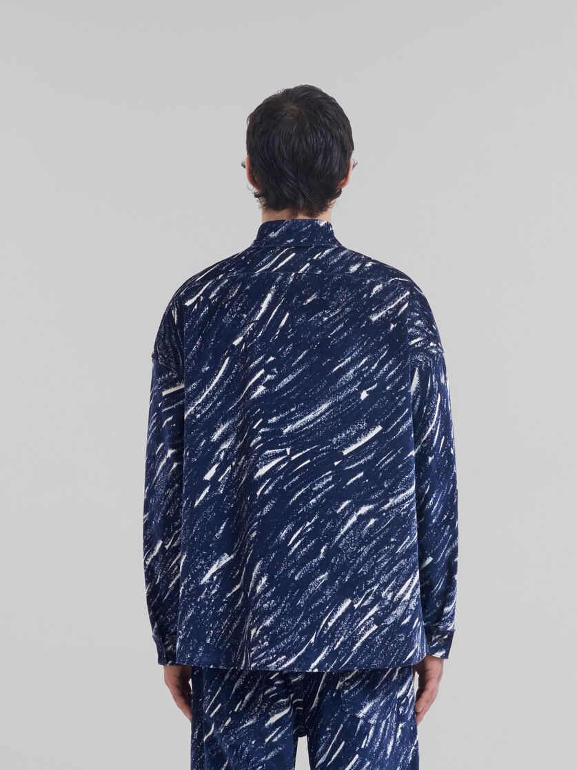 ブルー フロックドデニム製 オーバーサイズシャツ、Crayonプリント | Marni