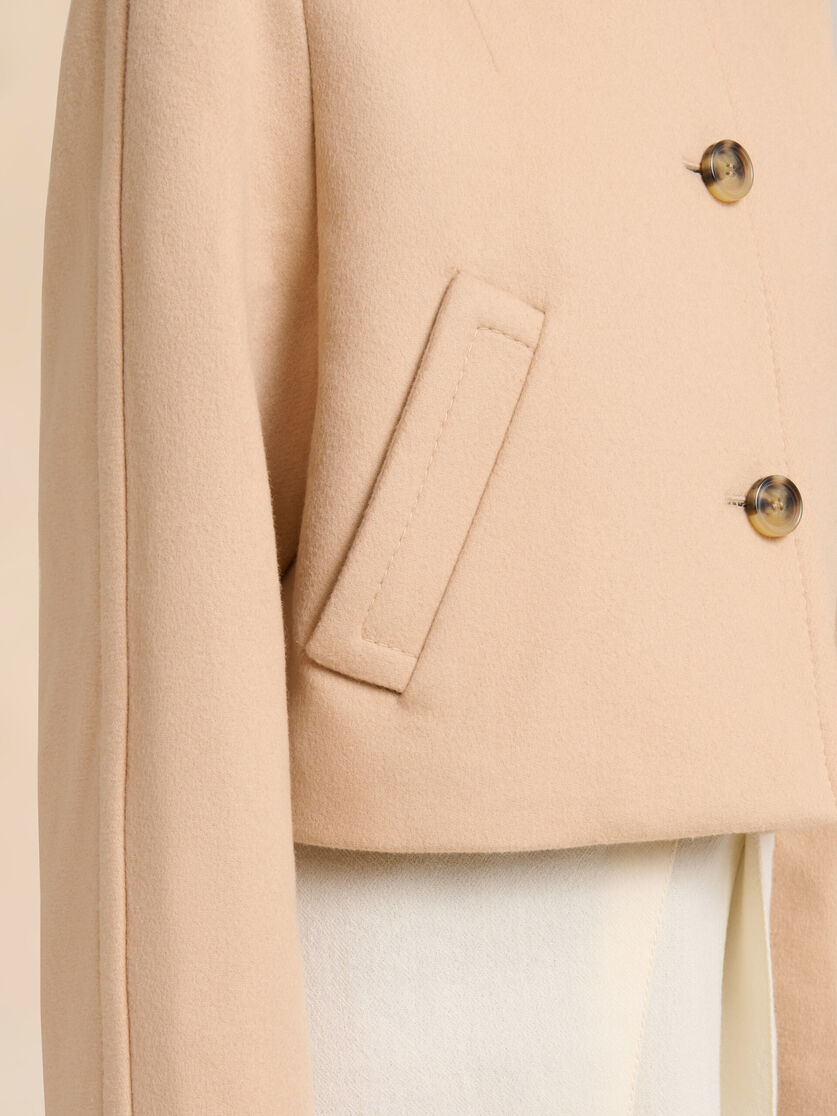 Camel felt cropped jacket, Image 5
