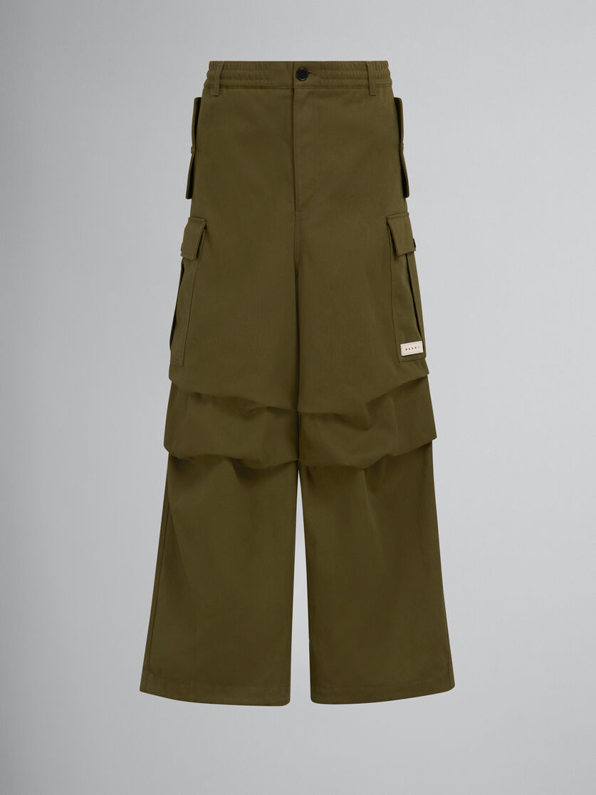 Green gabardine cargo pants - Pants - Image 1