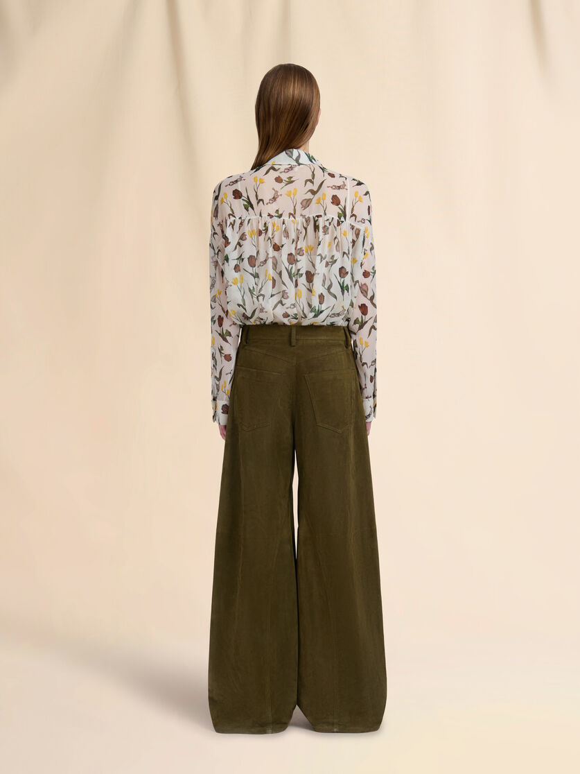 Deep green suede twisted trousers - Pants - Image 3
