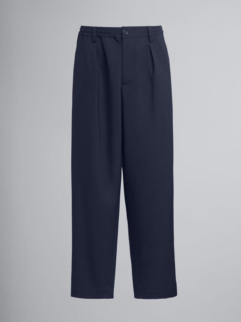 Pantalon raccourci en laine froide avec cordon coulissant à la taille - Pantalons - Image 1