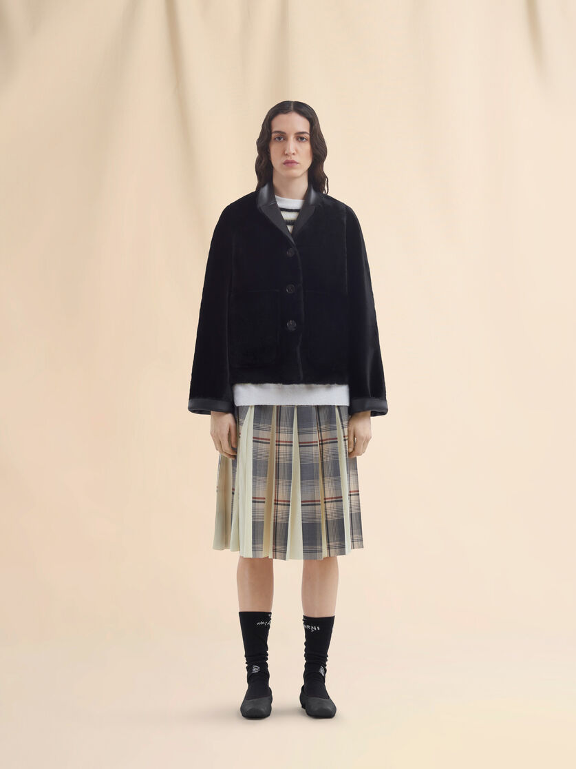 Beige reversible shearling jacket - Jackets - Image 4
