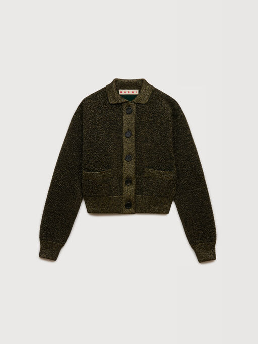 Black wool cardigan with lurex detailing - Pullovers