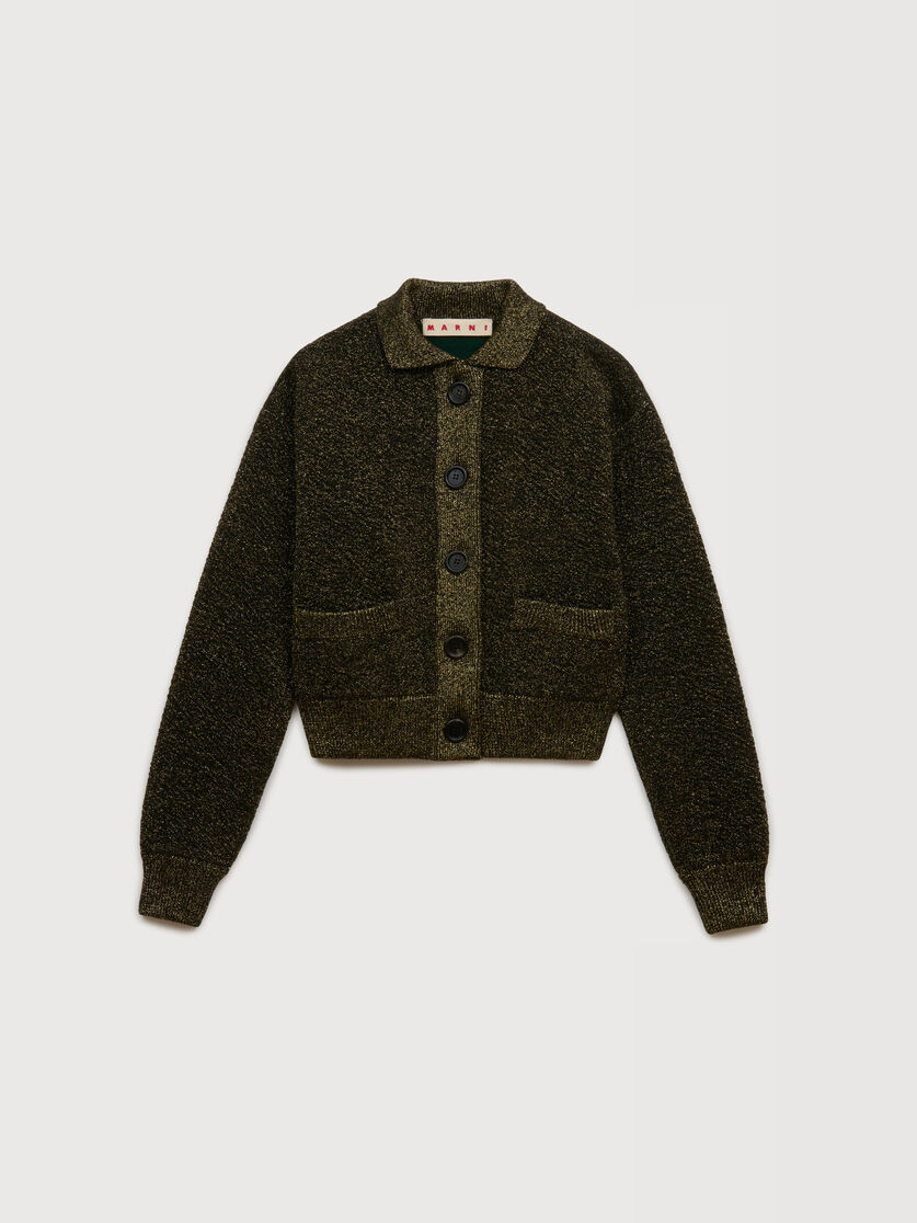 Black wool cardigan with lurex detailing, Image 1