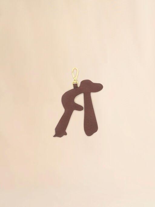 Ciondolo "animal alphabet" in suede marrone - Portachiavi