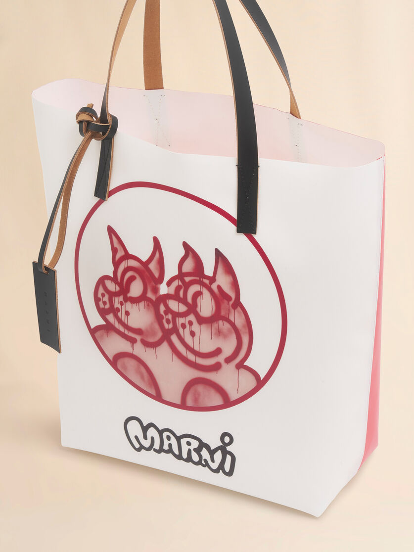 White and red fabric Tribeca tote with dogs print - Shopping Bags - Image 5