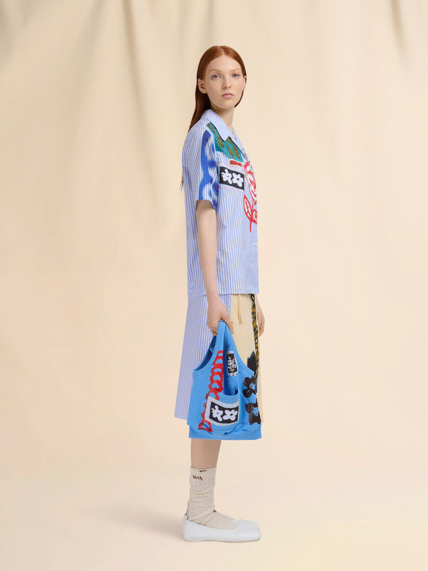 Light blue striped poplin wrap skirt - Skirts - Image 5