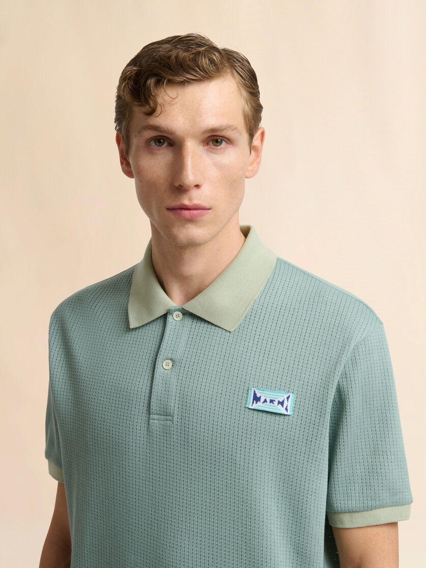 グリーン ジャカードモチーフのインターロックポロシャツ, Image 4