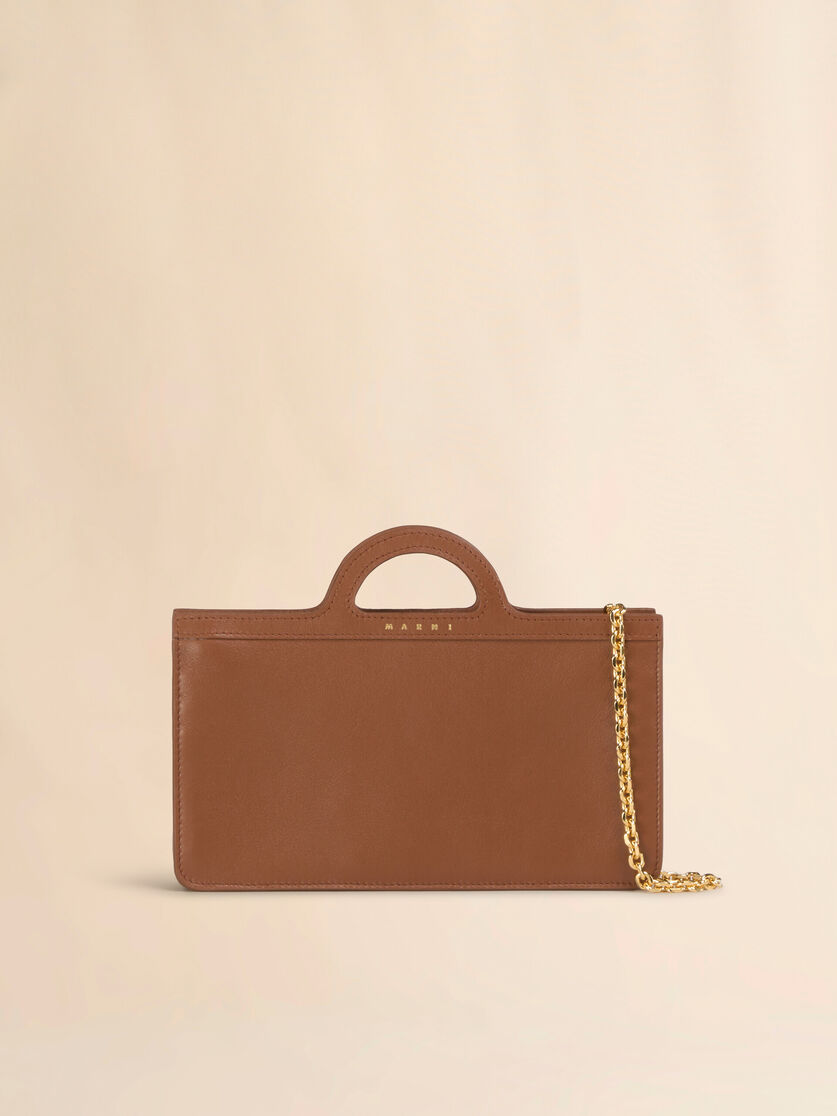 Brown leather Tropicalia long wallet with chain strap - Wallets - Image 1