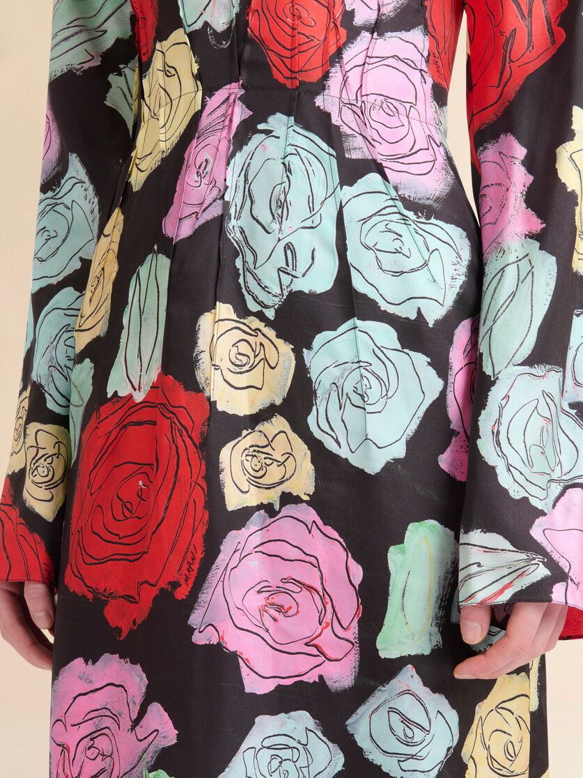 Black silk long-sleeve dress wih Orion print - Dresses - Image 5