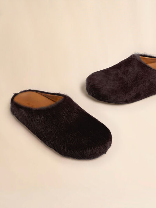 Brown long haircalfskin Fussbett sabot - Clogs