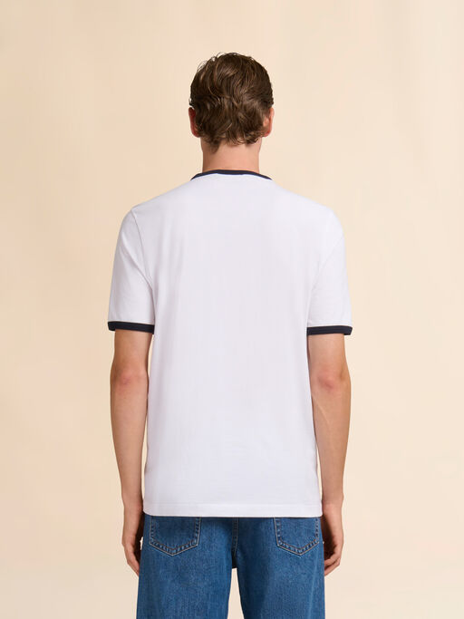 White cotton T-shirt with contrast trims - Shirts