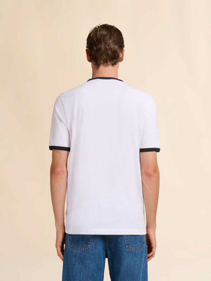 White cotton T-shirt with contrast trims, Image 3