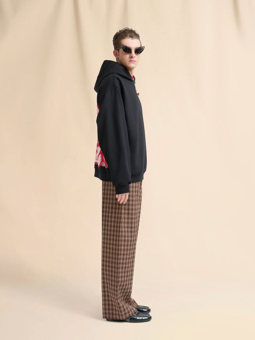 Brown wool trousers with checked pattern - Pants - Image 5