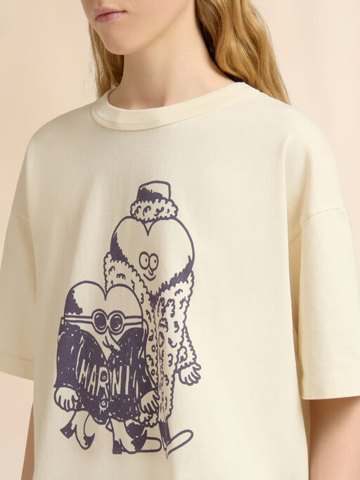 Marni + Madhappy cream cotton T-shirt with heart guys print - Shirts