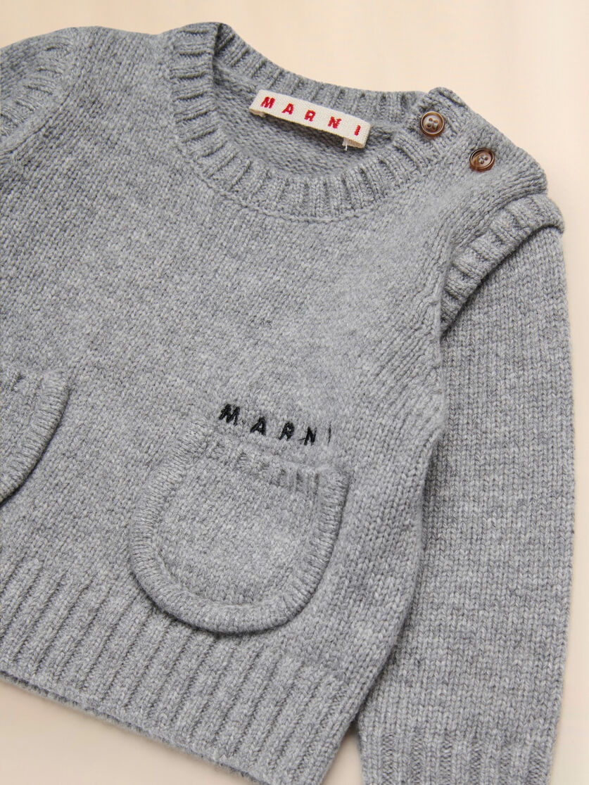 Grey melange wool-nylon jumper with pockets - Knitwear - Image 3