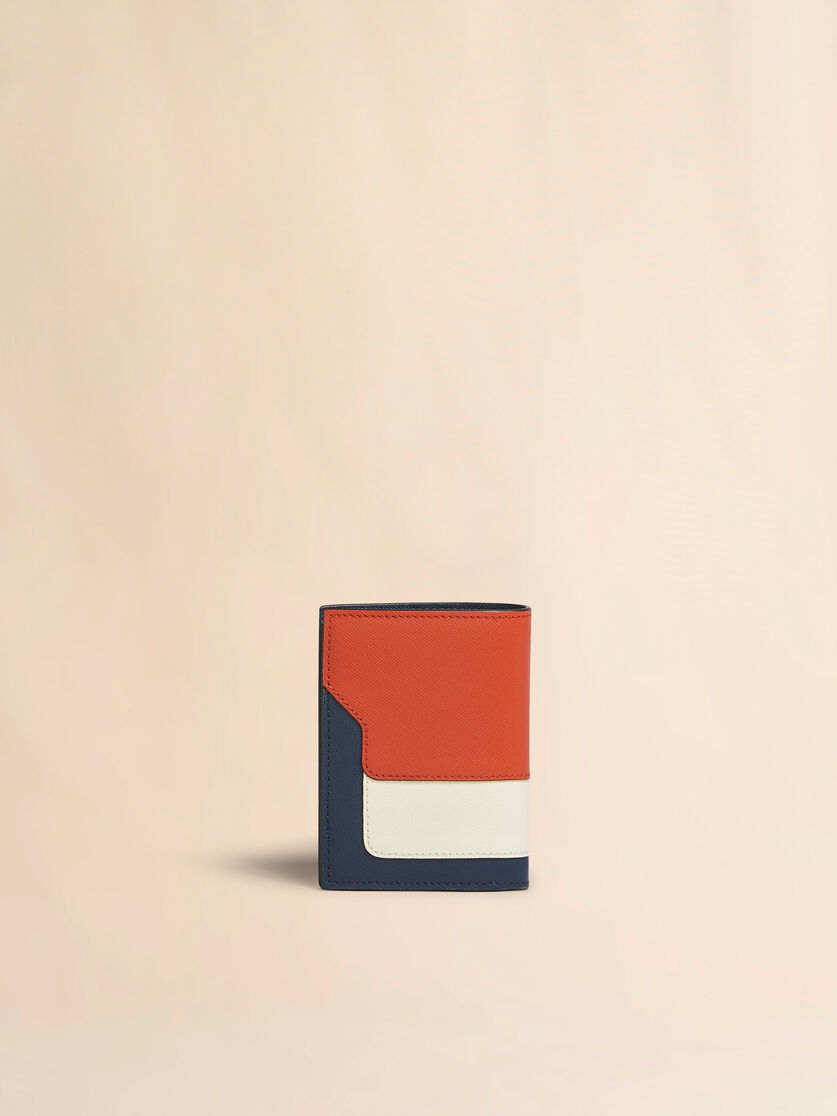 Blue white and brown saffiano leather bi-fold wallet - Wallets - Image 3