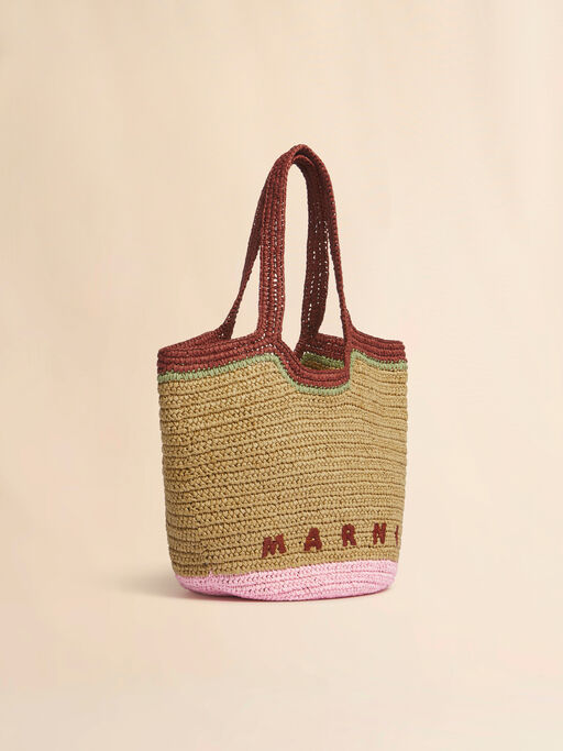 Burgundy and pink paper raffia Seaside hobo bag - Shoulder Bags