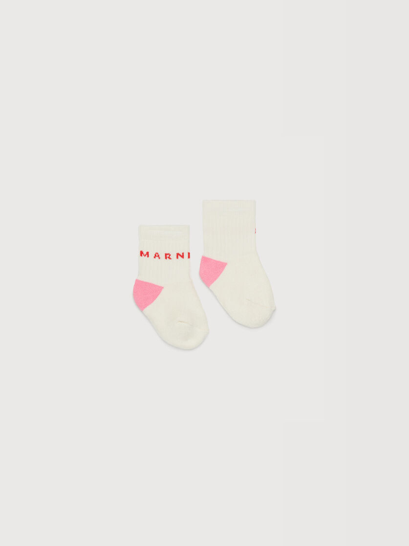 Off-white cotton-nylon socks with Marni logo, Image 1