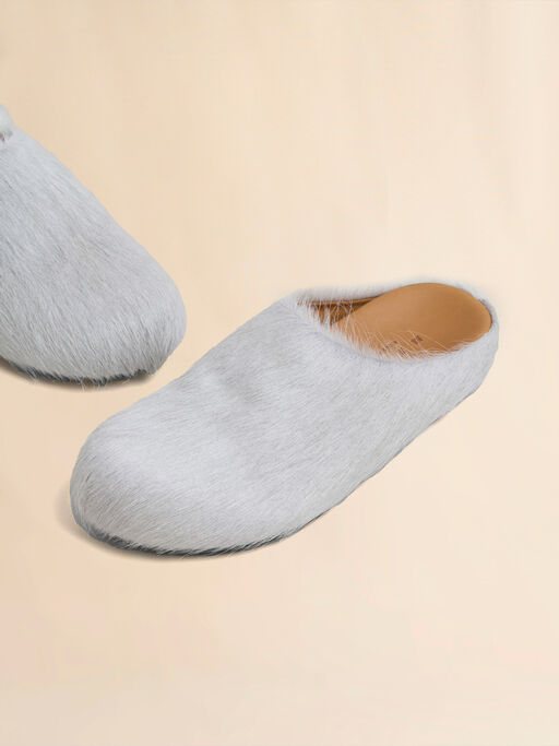 Grey long hair calfskin Fussbett sabot - Clogs