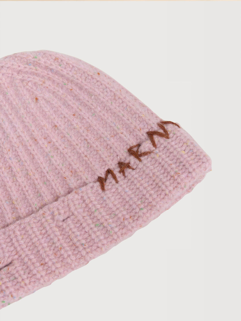 Pink Shetland wool beanie with Marni Mending, Image 3