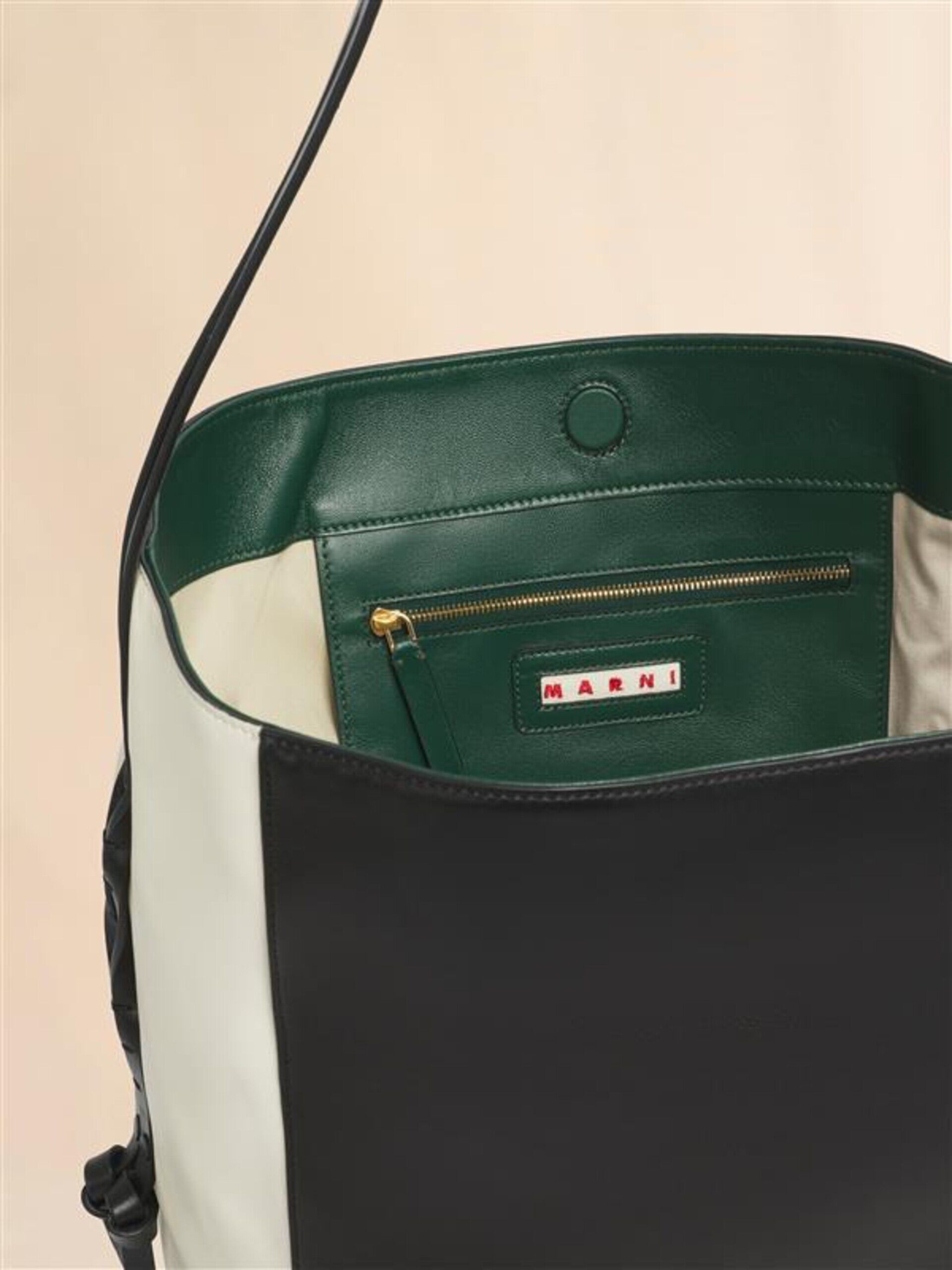 White black and green leather Pod 2.0 small hobo bag | Marni