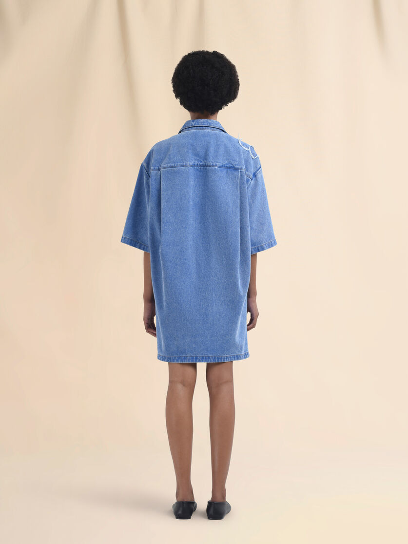 Short denim dress with patch detail - Dresses - Image 3